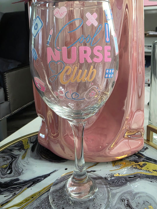 Cool Nurse Club Wine Glass 14oz