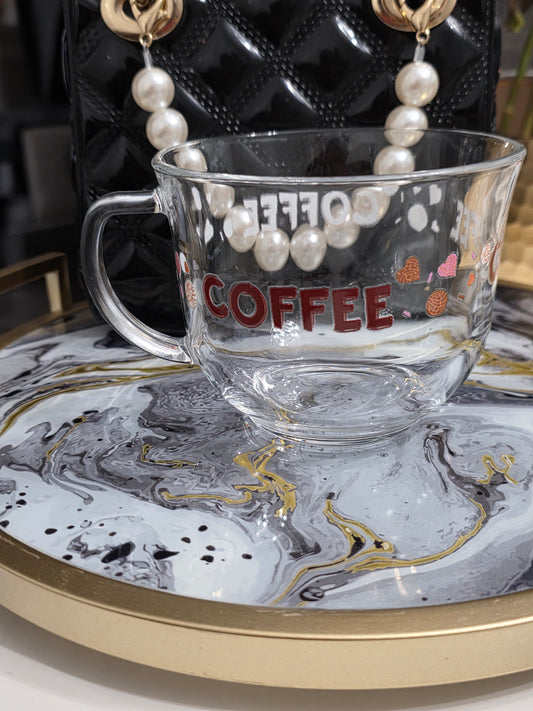 3X coffee Glass Mug 18oz