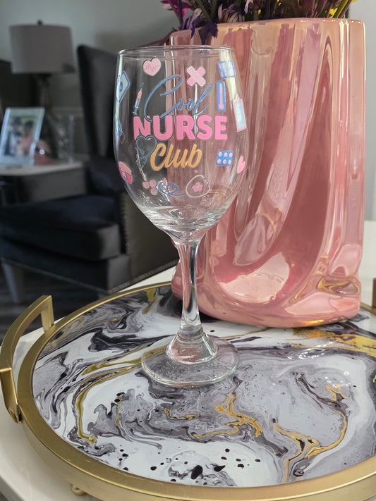 Cool Nurse Club Wine Glass 14oz